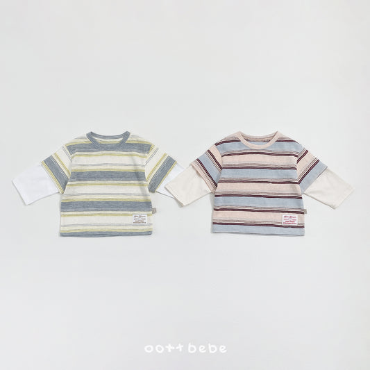 韓國童裝 26SS | OT38 Layered Stripe Tee (75-120cm)