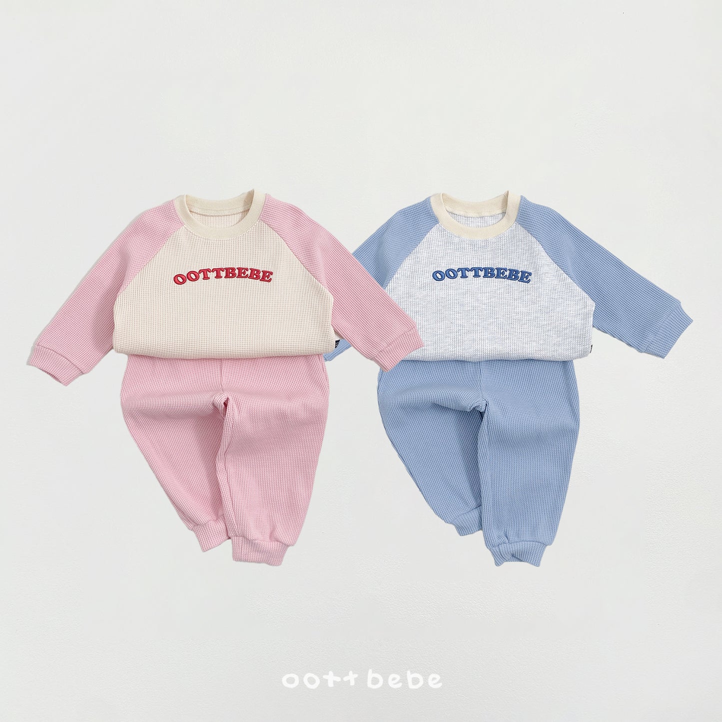 韓國童裝 26SS | OT31 Lettering Waffle Kids Top and Bottom Set (75-120cm)