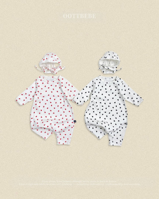 韓國童裝 26秋| OT32 Petit Heart Romper + Bonnet Set 連身衣