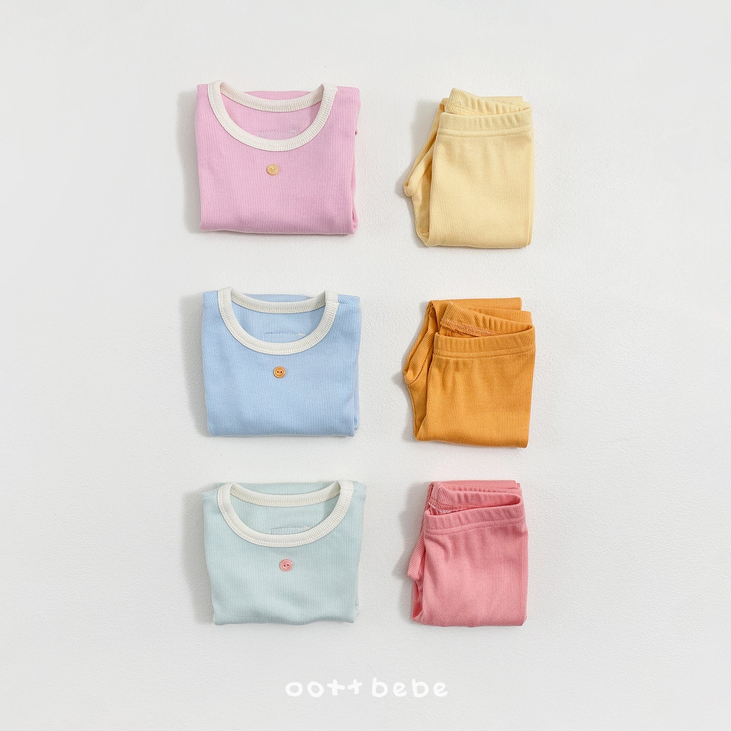韓國童裝 26SS | OT08 Picnic Modal Ribbed Kids Top and Bottom Set (75-120cm)