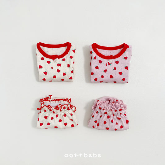 韓國童裝 26SS | OT32 Strawberry Eyelet Baby Set (55-75cm)