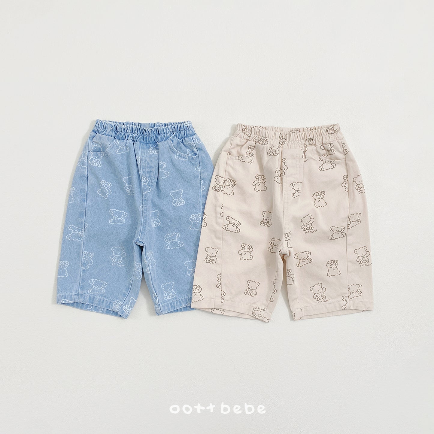 韓國童裝 26SS | OT46 Bear Print Soft Denim Pants (75-120cm)
