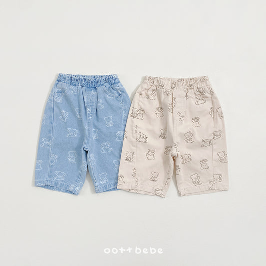 韓國童裝 26SS | OT46 Bear Print Soft Denim Pants (75-120cm)
