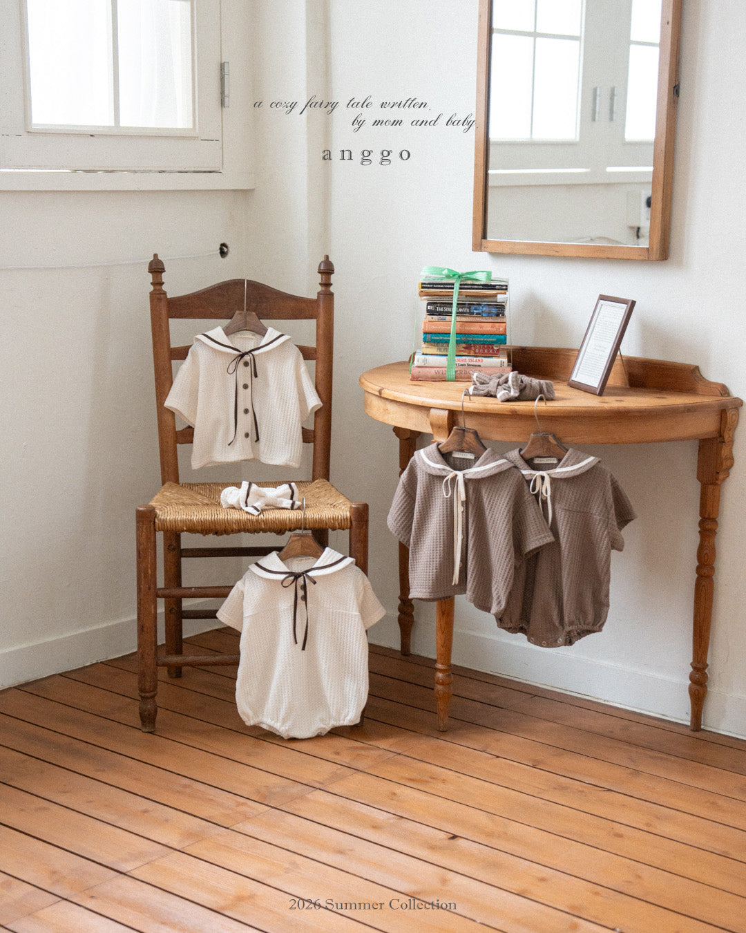 韓國童裝 26夏| AG34 (bebe) Sailor collar Romper (3-12m)