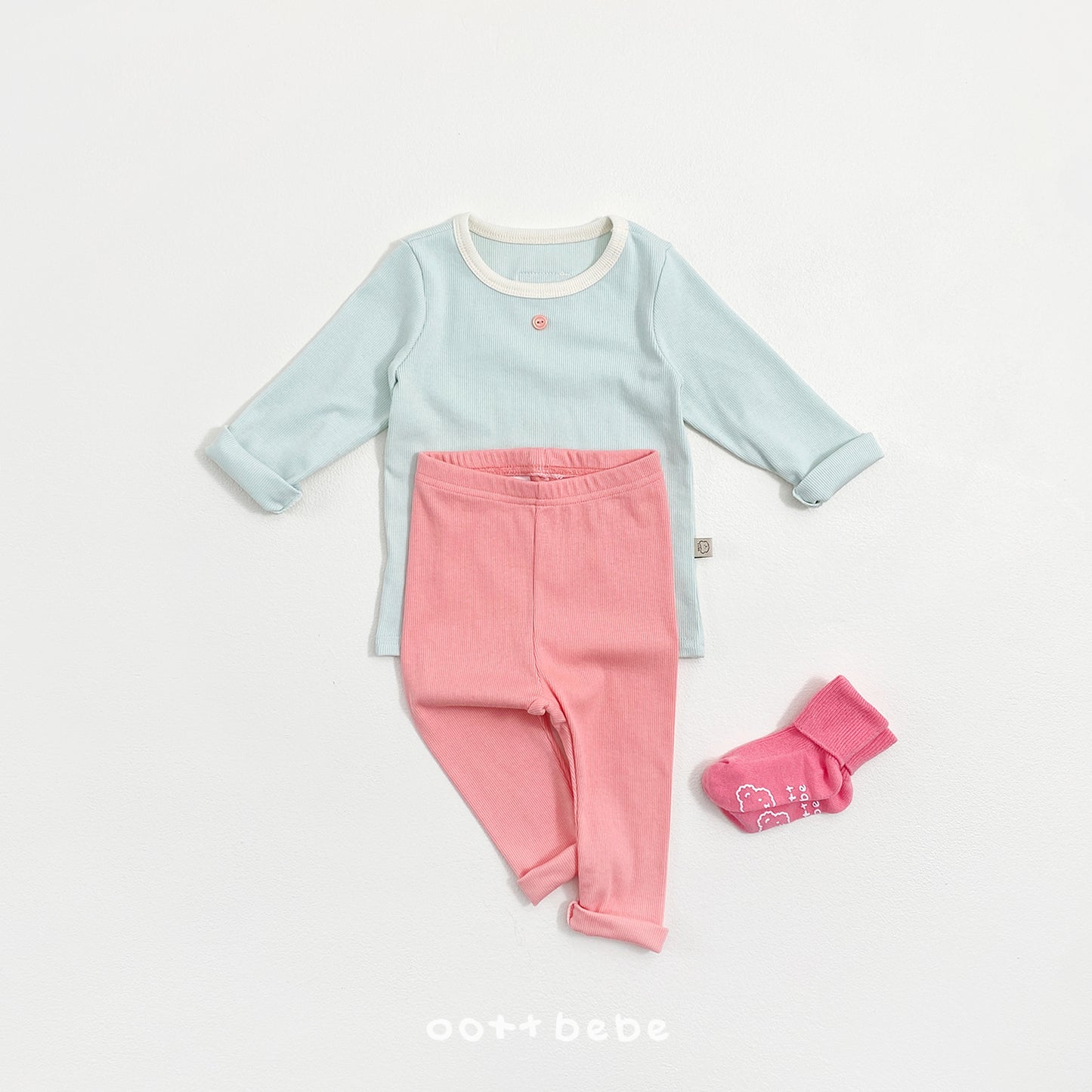 韓國童裝 26SS | OT08 Picnic Modal Ribbed Kids Top and Bottom Set (75-120cm)