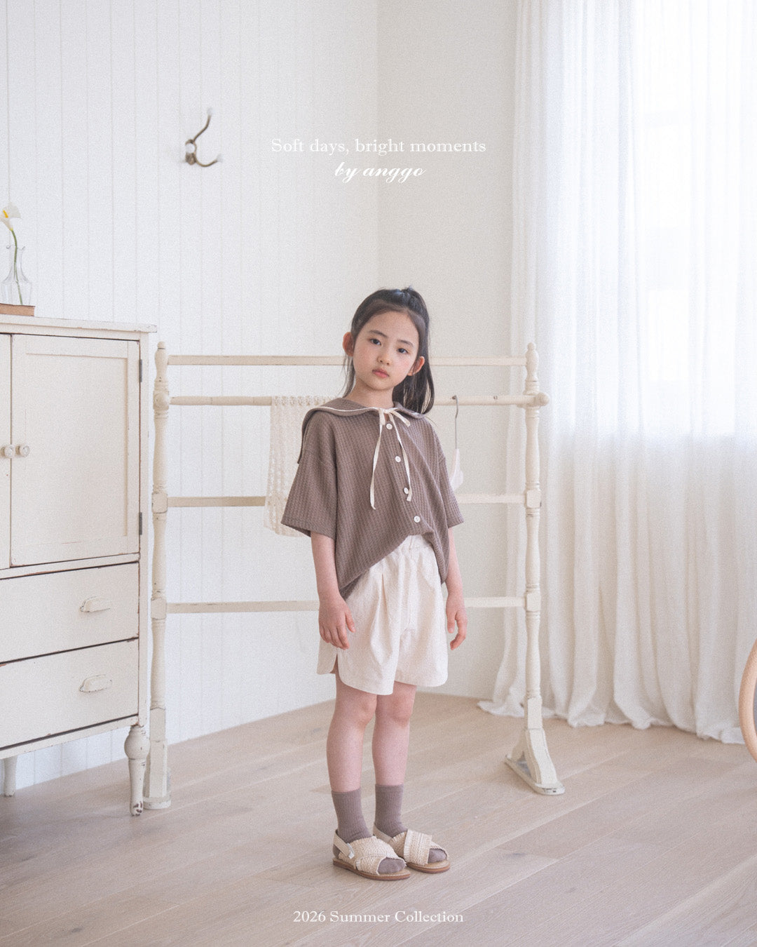 韓國童裝 26夏| AG12 Sailor collar T-shirt (80-120cm)