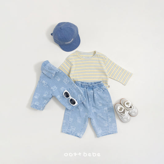 韓國童裝 26SS | OT46 Bear Print Soft Denim Pants (75-120cm)