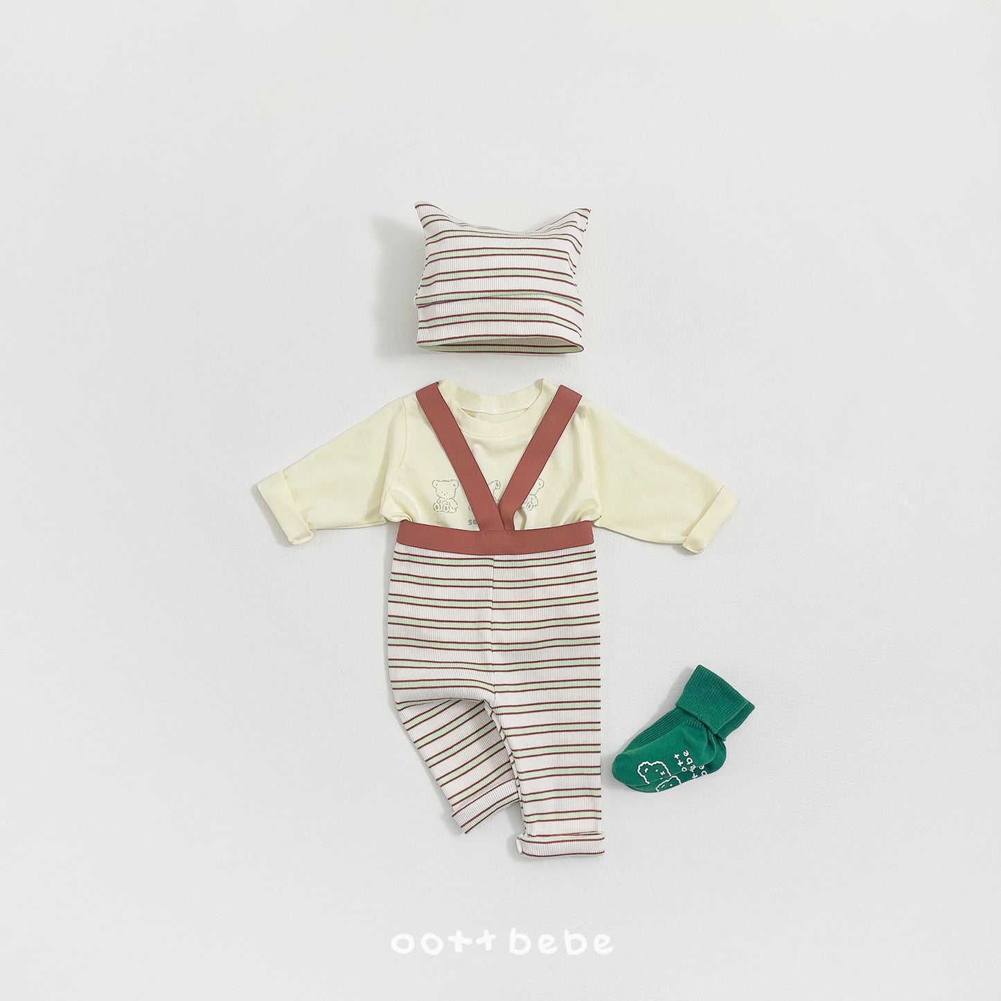 韓國童裝 26SS | OT12 Baby Stripe Suspender Leggings (55-75cm)