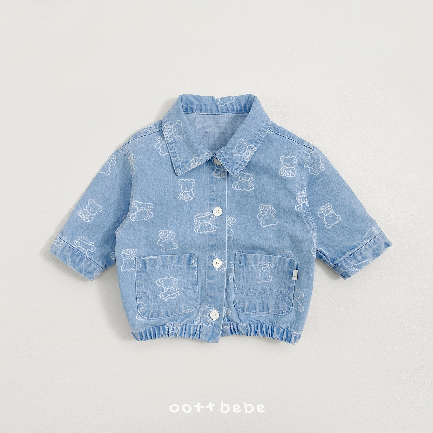 韓國童裝 26SS | OT45 Bear Print Soft Denim Jacket (75-120cm)