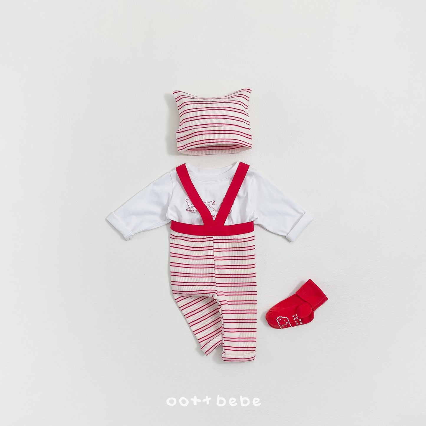韓國童裝 26SS | OT12 Baby Stripe Suspender Leggings (55-75cm)