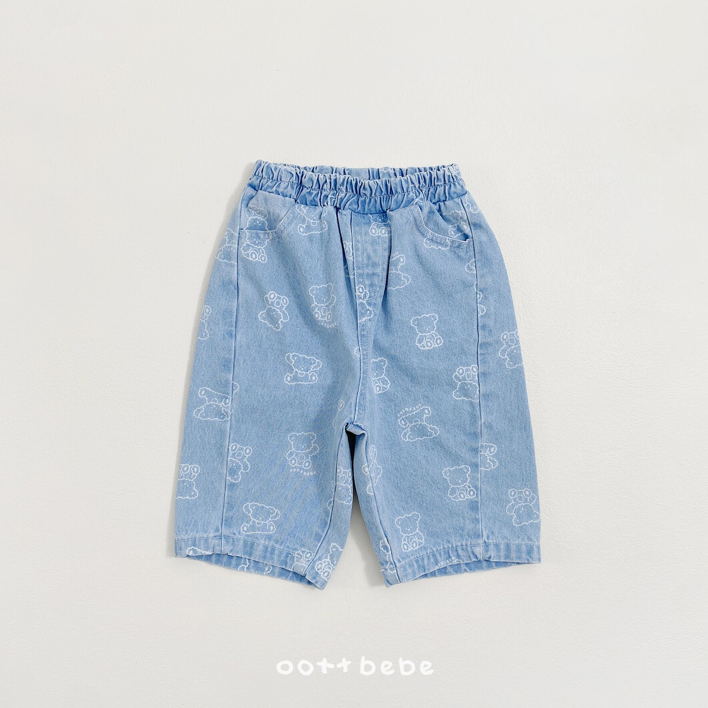 韓國童裝 26SS | OT46 Bear Print Soft Denim Pants (75-120cm)