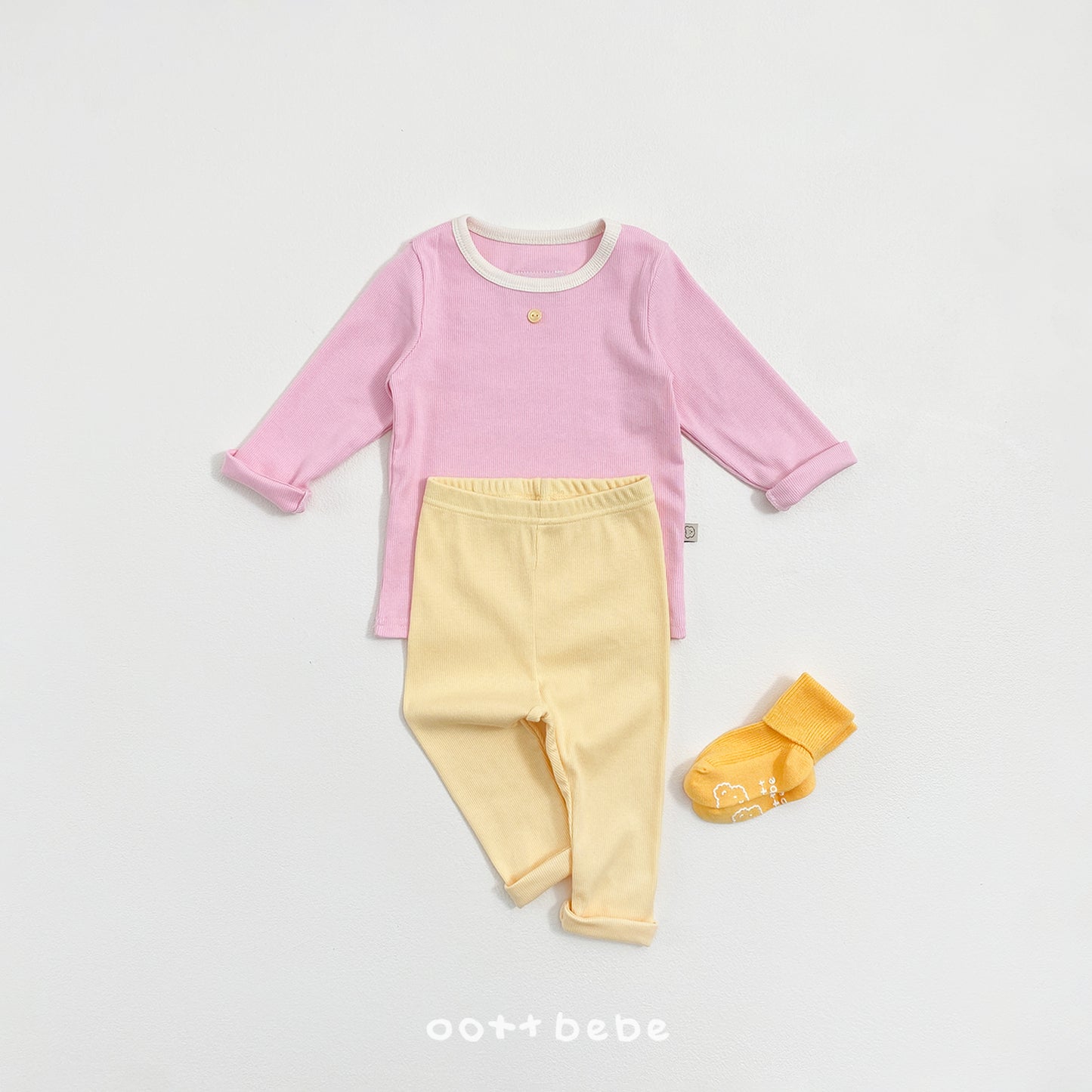 韓國童裝 26SS | OT08 Picnic Modal Ribbed Kids Top and Bottom Set (75-120cm)