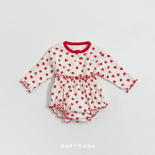 韓國童裝 26SS | OT32 Strawberry Eyelet Baby Set (55-75cm)