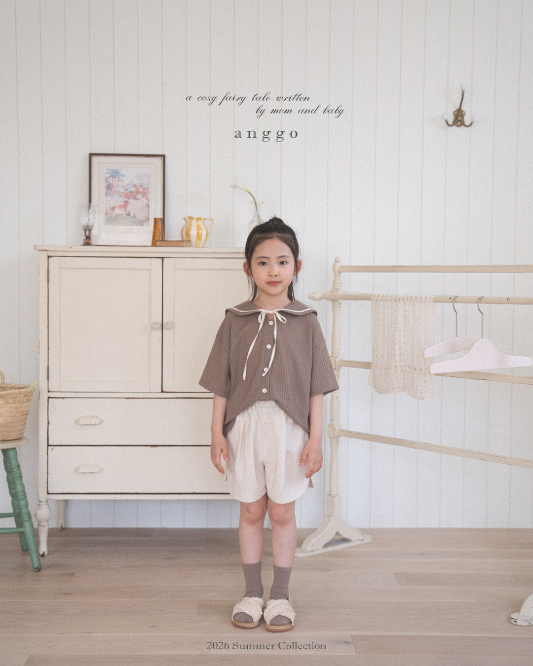 韓國童裝 26夏| AG12 Sailor collar T-shirt (80-120cm)