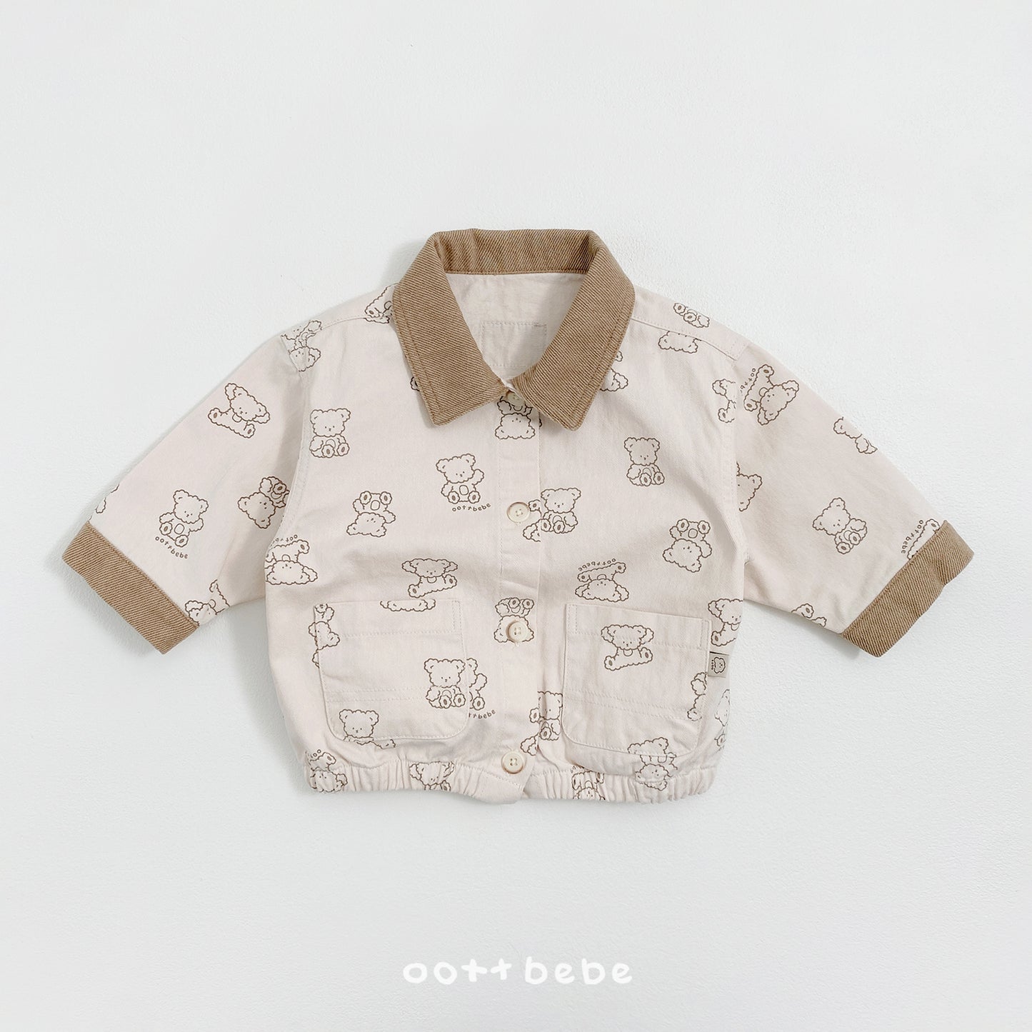 韓國童裝 26SS | OT45 Bear Print Soft Denim Jacket (75-120cm)