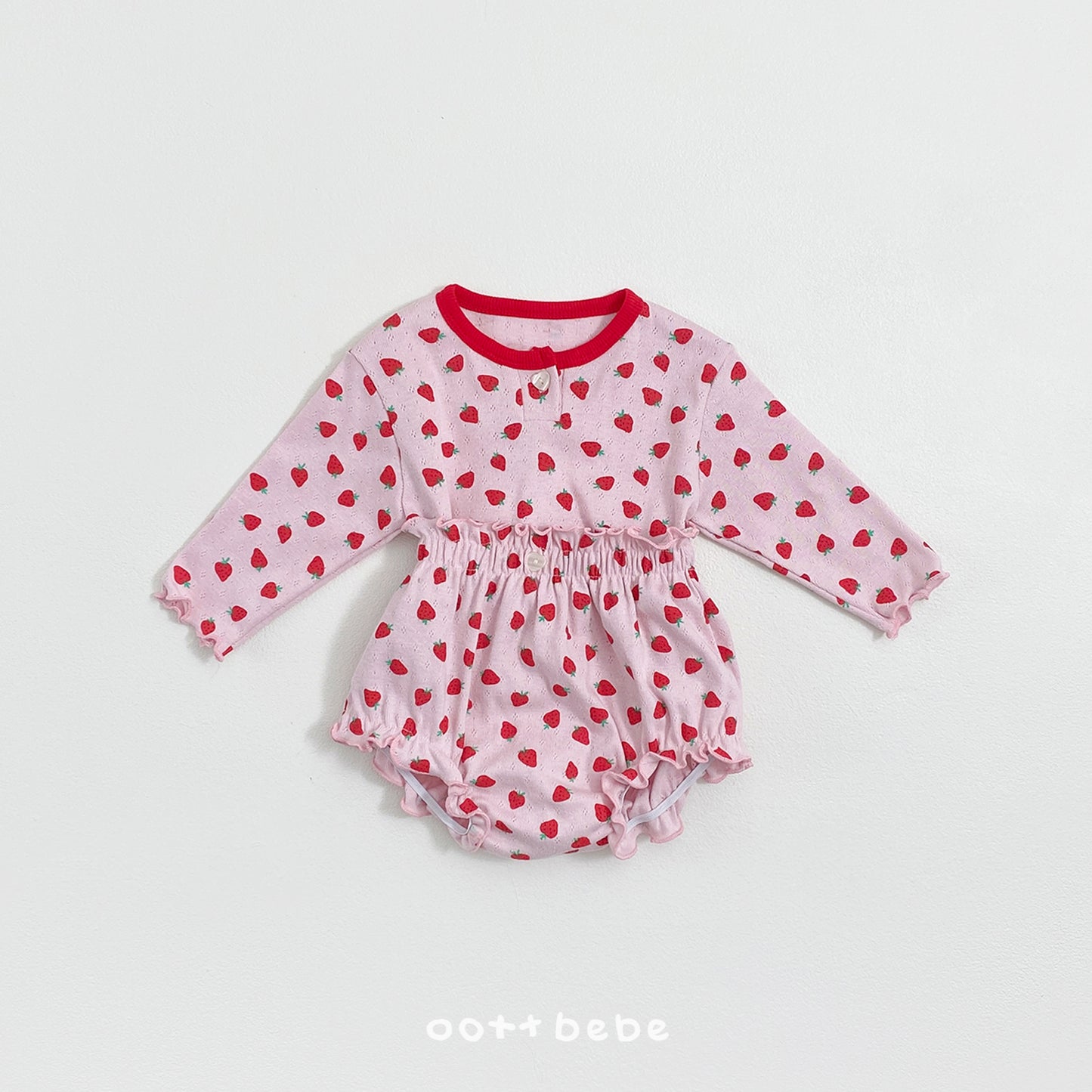 韓國童裝 26SS | OT32 Strawberry Eyelet Baby Set (55-75cm)