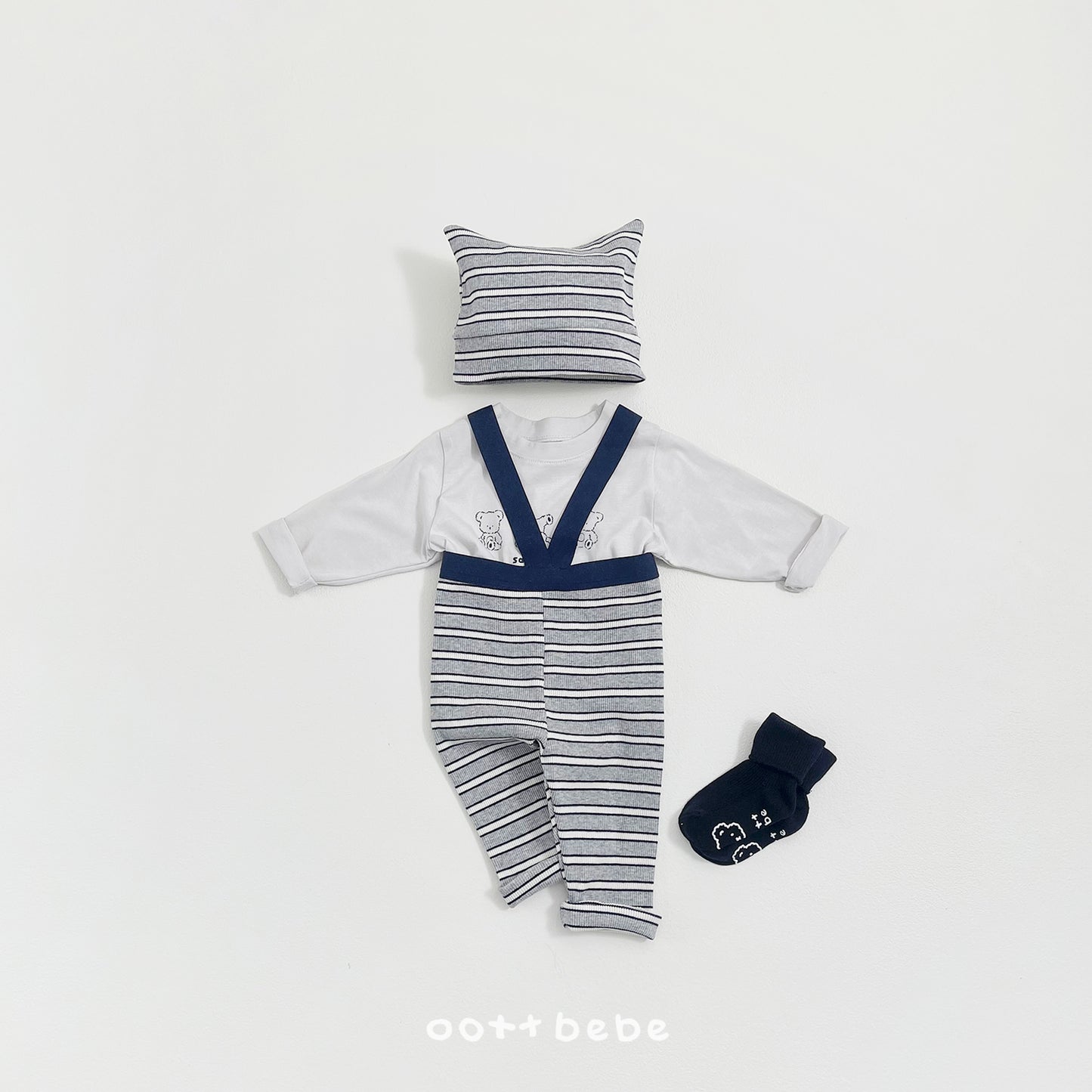韓國童裝 26SS | OT12 Baby Stripe Suspender Leggings (55-75cm)