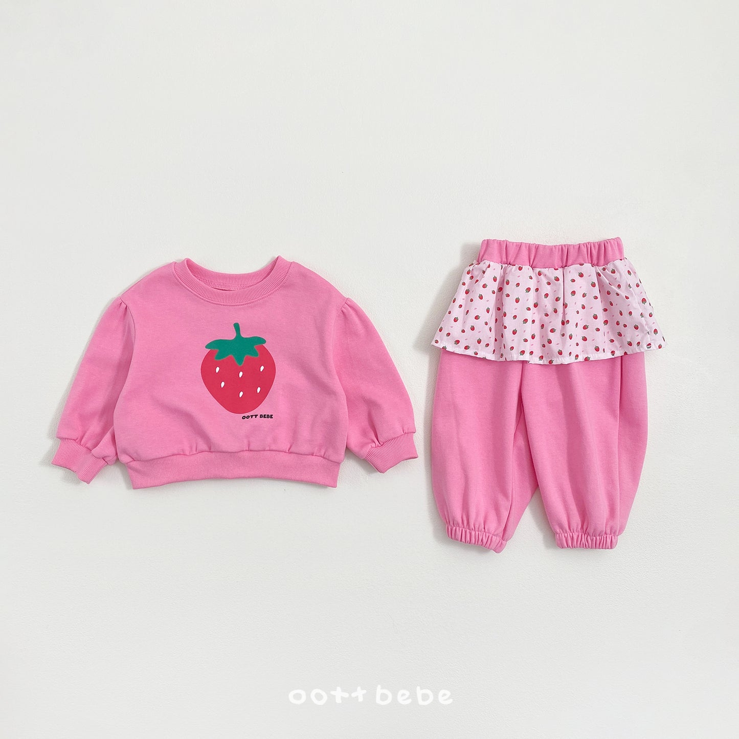 韓國童裝 26SS | OT34 Strawberry Spring Lace Pants Set (75-120cm)