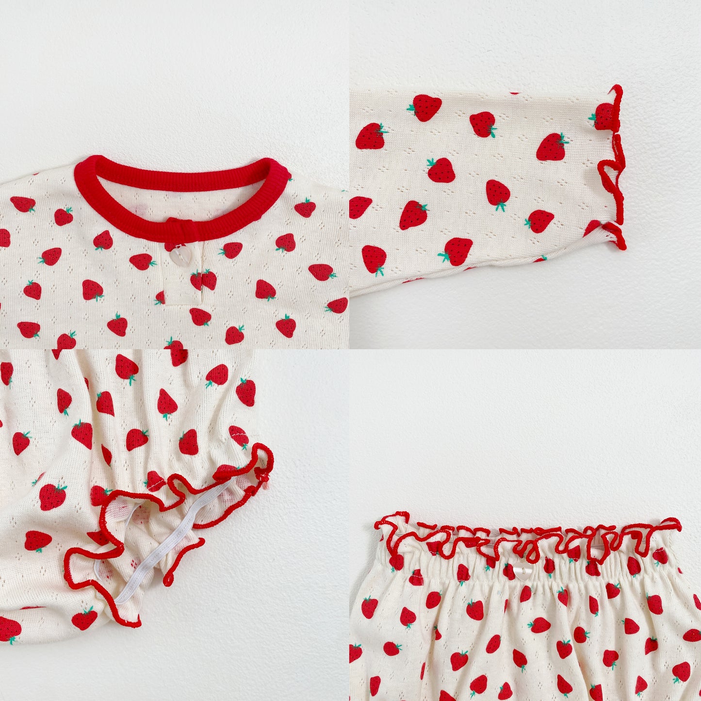 韓國童裝 26SS | OT32 Strawberry Eyelet Baby Set (55-75cm)