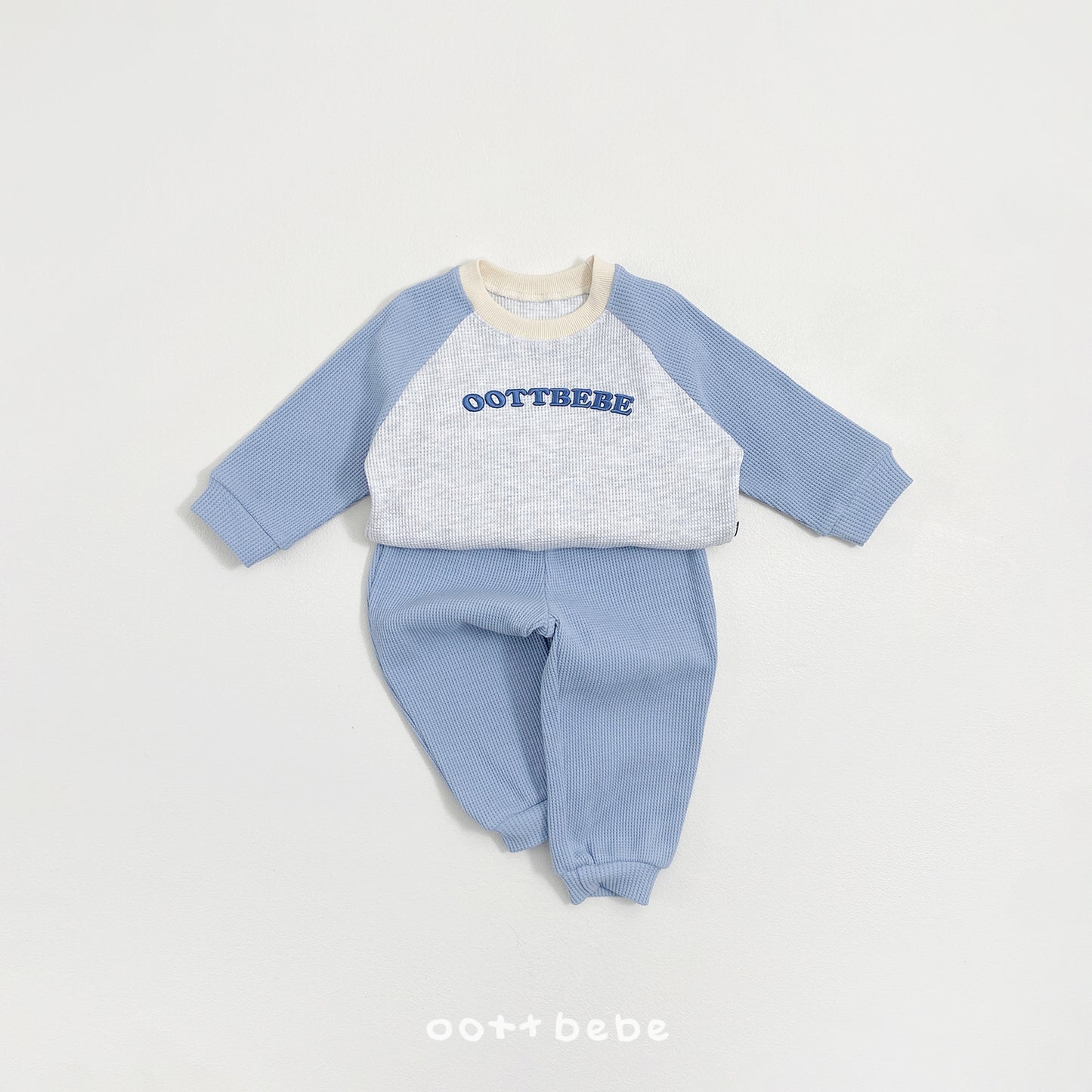 韓國童裝 26SS | OT31 Lettering Waffle Kids Top and Bottom Set (75-120cm)