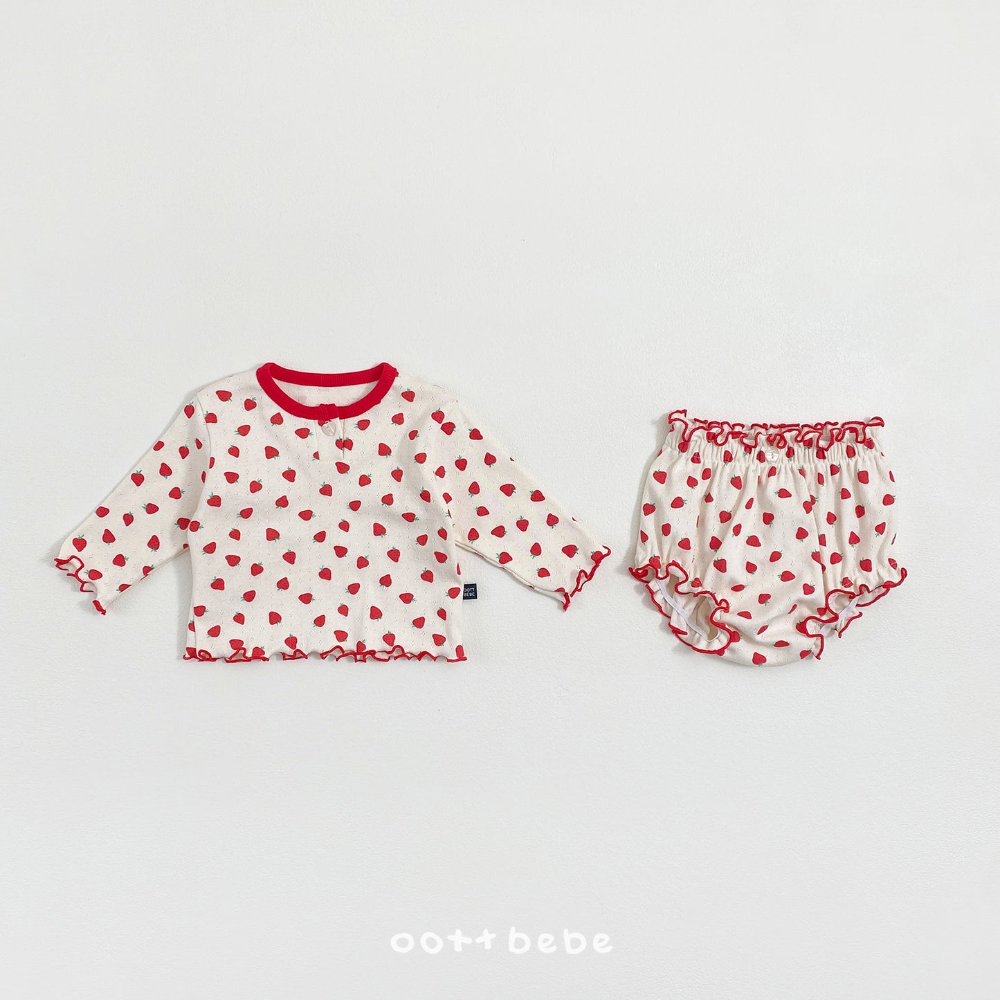 韓國童裝 26SS | OT32 Strawberry Eyelet Baby Set (55-75cm)