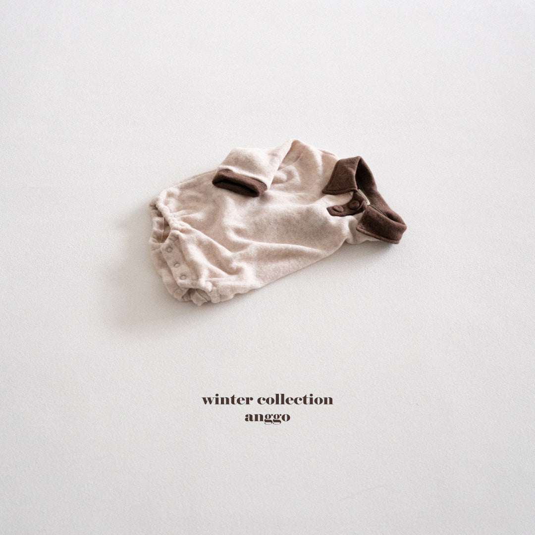 \限時預購/ 韓國童裝  AG25210 Choco Chip Collar Romper