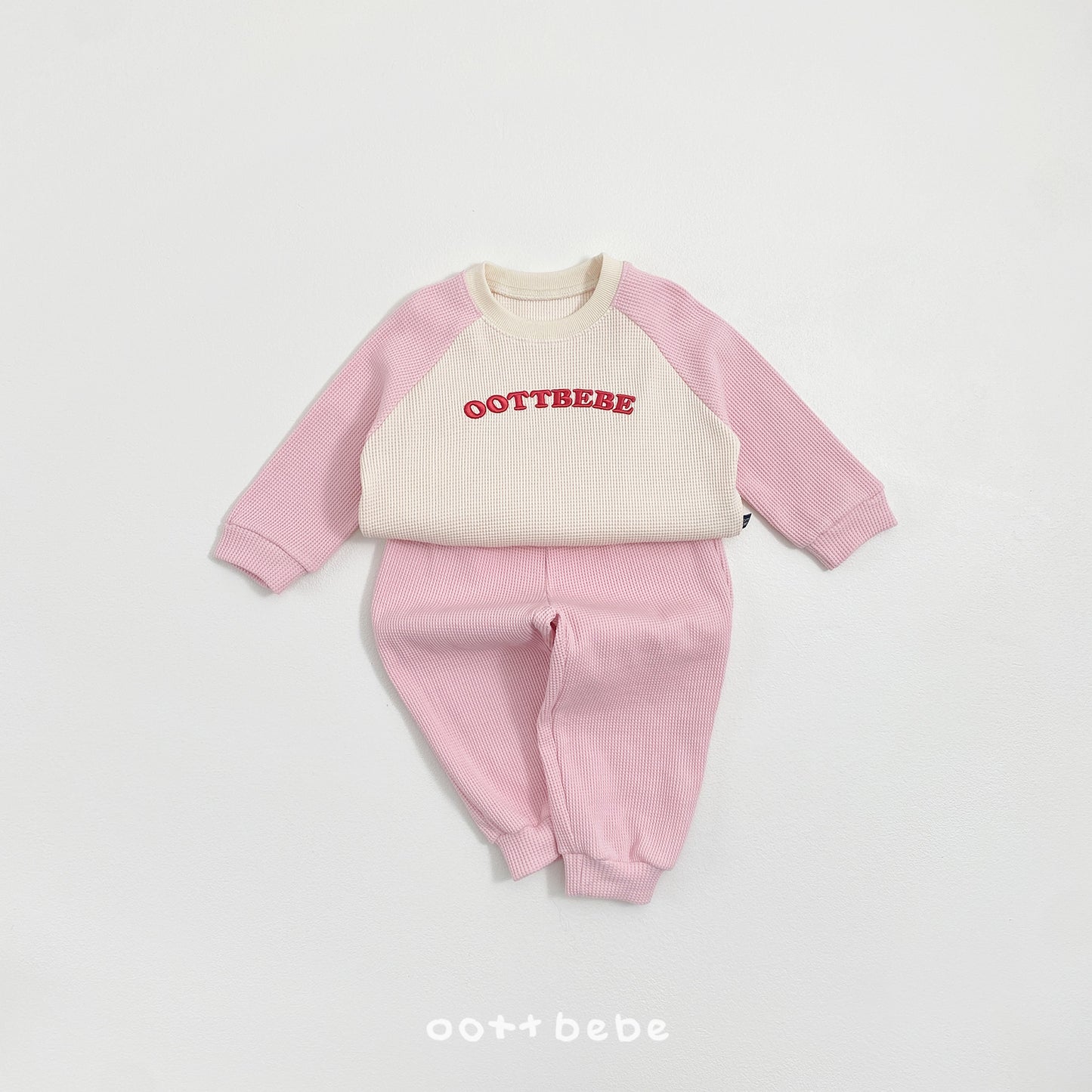 韓國童裝 26SS | OT31 Lettering Waffle Kids Top and Bottom Set (75-120cm)
