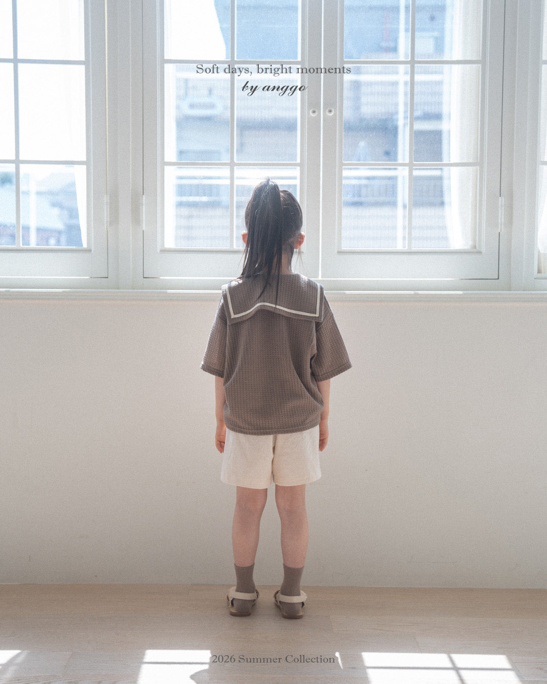 韓國童裝 26夏| AG12 Sailor collar T-shirt (80-120cm)
