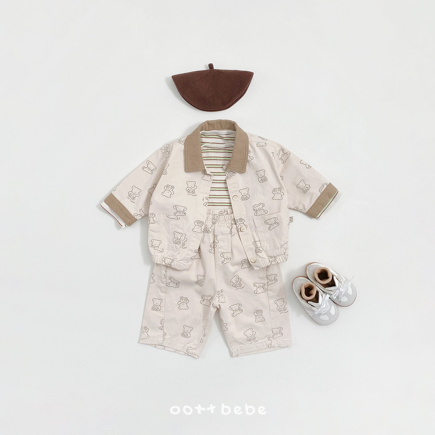 韓國童裝 26SS | OT45 Bear Print Soft Denim Jacket (75-120cm)