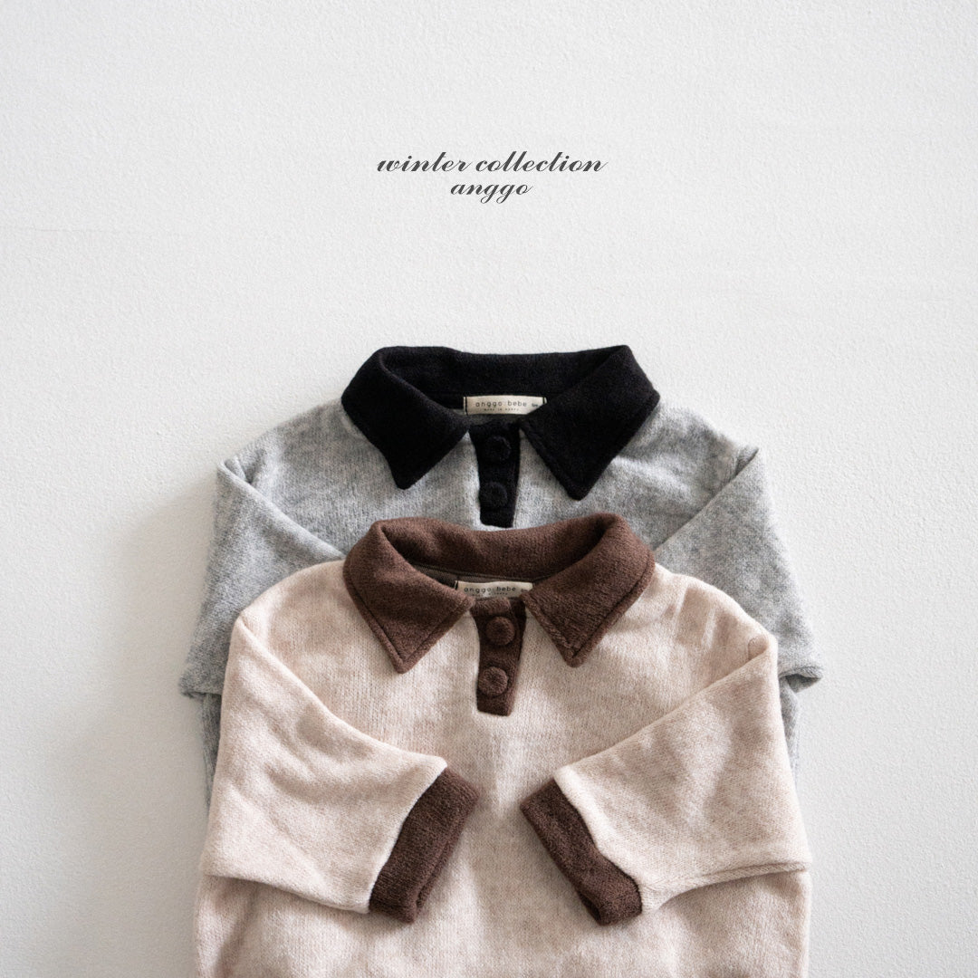 \限時預購/ 韓國童裝  AG25210 Choco Chip Collar Romper