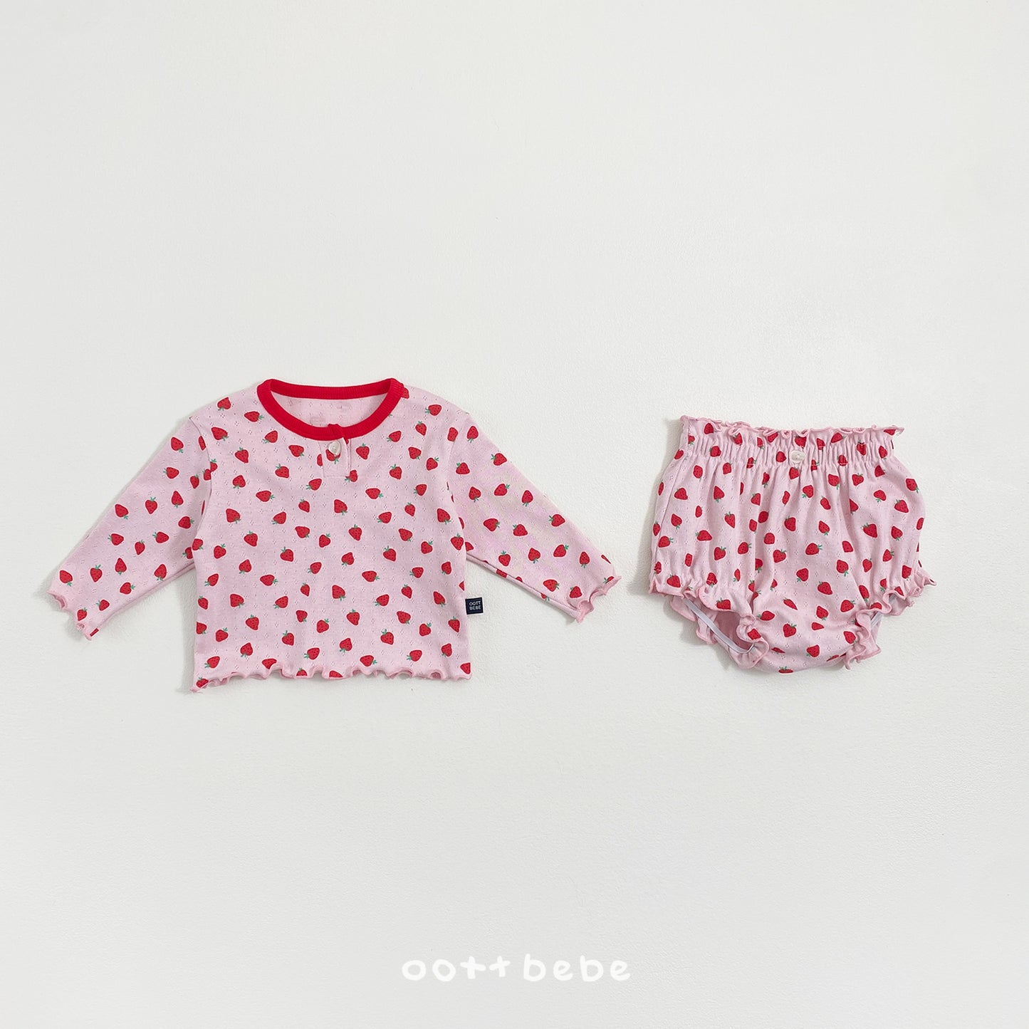 韓國童裝 26SS | OT32 Strawberry Eyelet Baby Set (55-75cm)