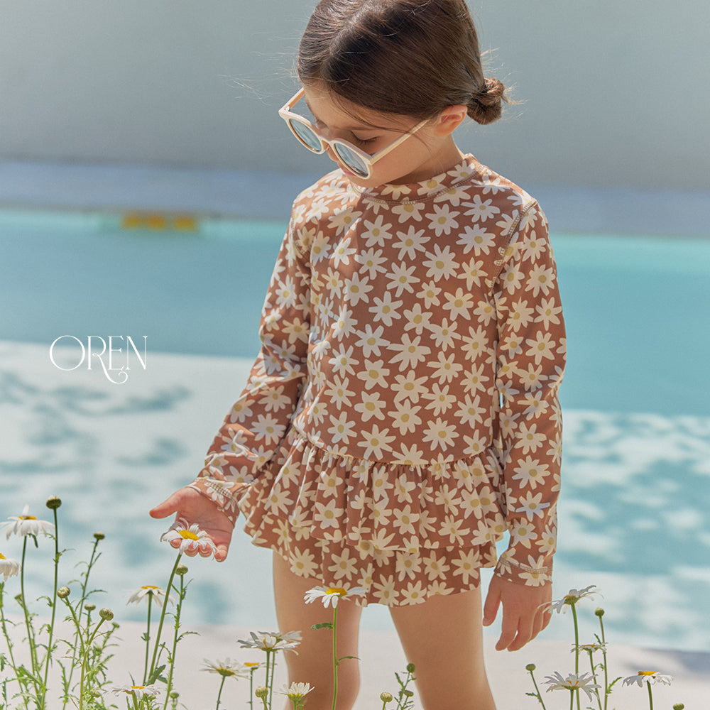韓國童裝 26夏| OR86 Solea Fleur Rashguard 索雷亞花朵防曬泳裝 (90-110)