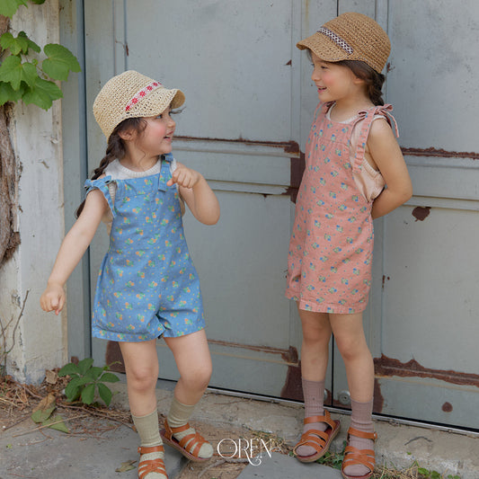 韓國童裝 26夏| OR68 Camellia Jumper Overall 山茶花吊帶褲 (90-120)
