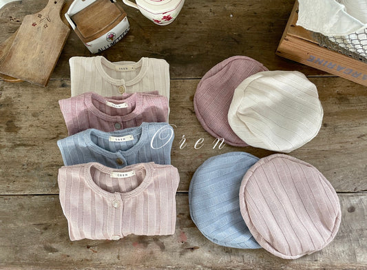 韓國童裝 25秋 | OR25322 Cardigan + Beret Set