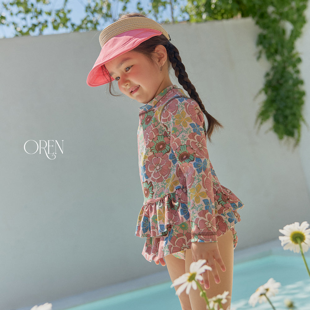 韓國童裝 26夏| OR86 Solea Fleur Rashguard 索雷亞花朵防曬泳裝 (90-110)