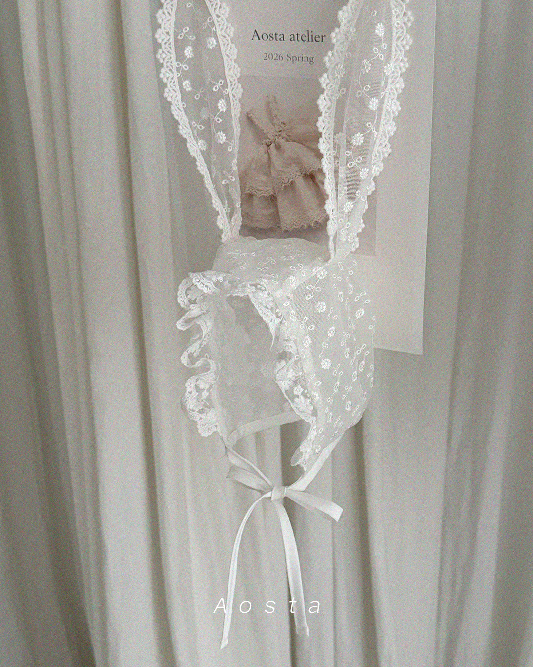 韓國童裝 26春 | AO26109 Lace Rabbit Hat