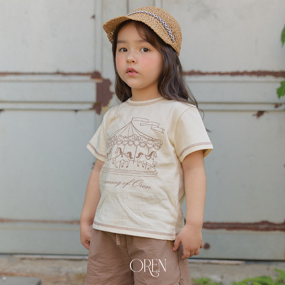 韓國童裝 26夏| OR62 Dreaming Carousel T-shirt 夢幻旋轉木馬T恤 (90-120)