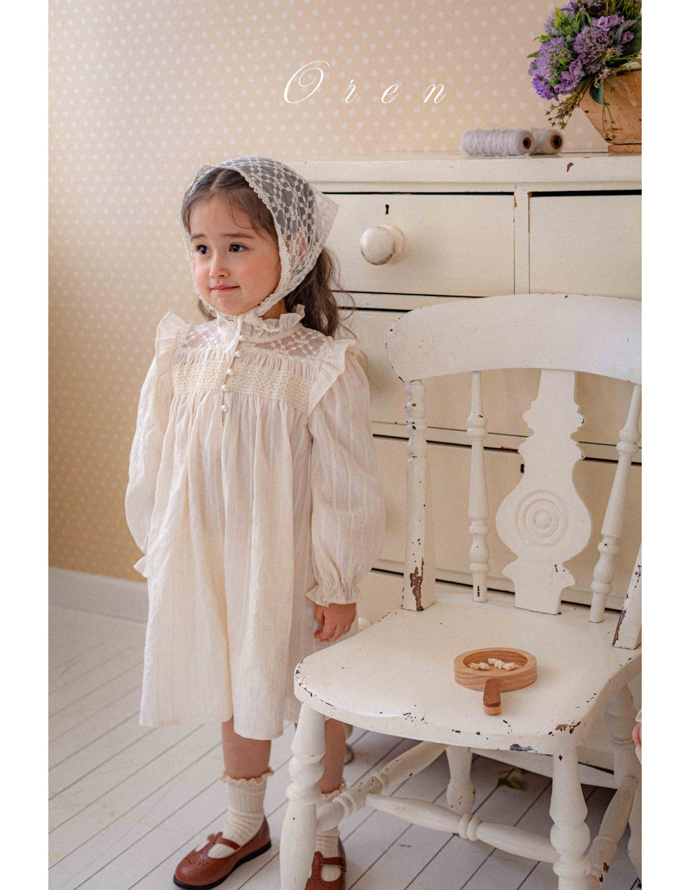 韓國童裝 26春 |  OR84 Arabella Lace Trim Hood