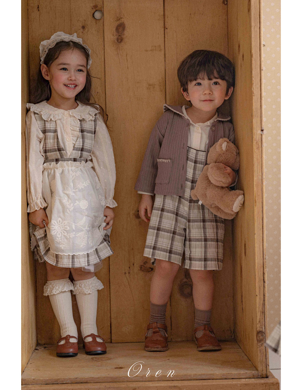 韓國童裝 26春 |  OR76 Check one-piece dress (85~120cm)