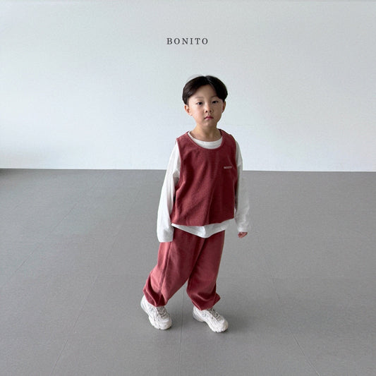 韓國童裝 25秋| BT25344 BONITO SLEEVELESS TOP AND BOTTOM SET (70-140CM)