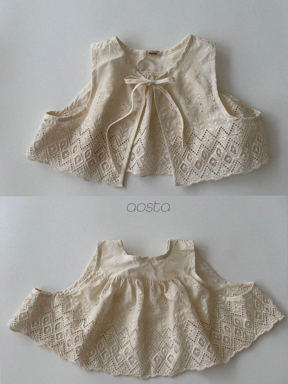 韓國童裝 26秋| AO22 Lace Jenny Open Vest 背心 (FREE)