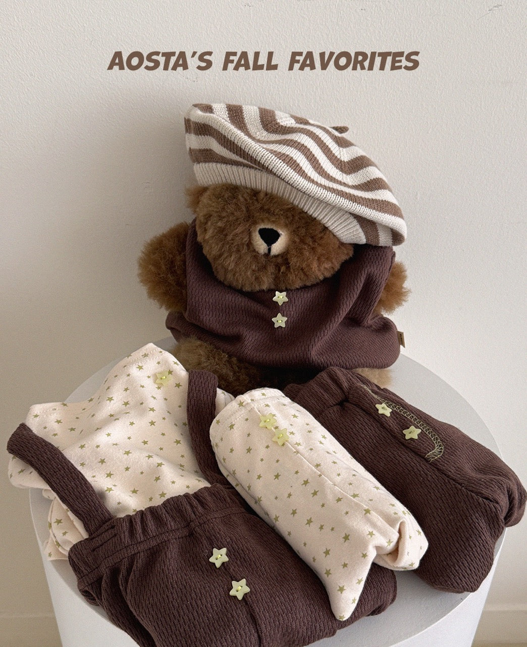 韓國童裝 26秋| AO07 Knit Cookie Beret 帽子 (FREE)