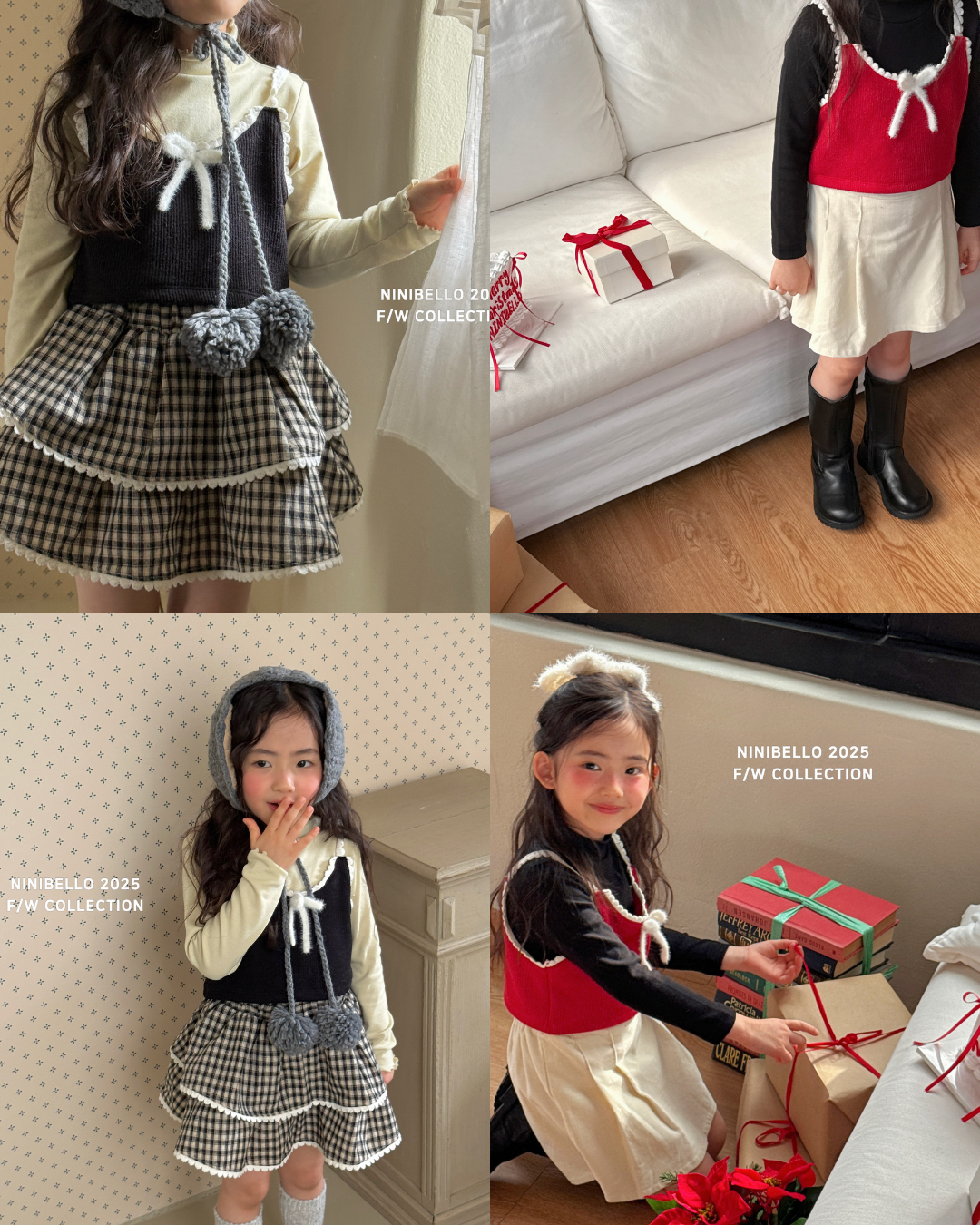 韓國童裝 25秋冬 | NB25439 Sleeveless Ribbon Top