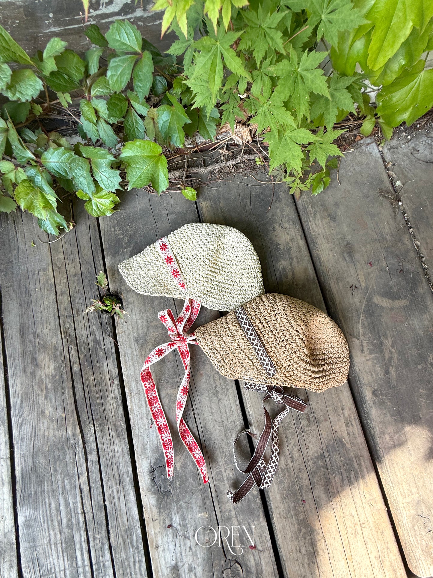 韓國童裝 26夏| OR95 Rosie Paper Strap Ball Cap 羅西紙編綁帶棒球帽 (One Size)