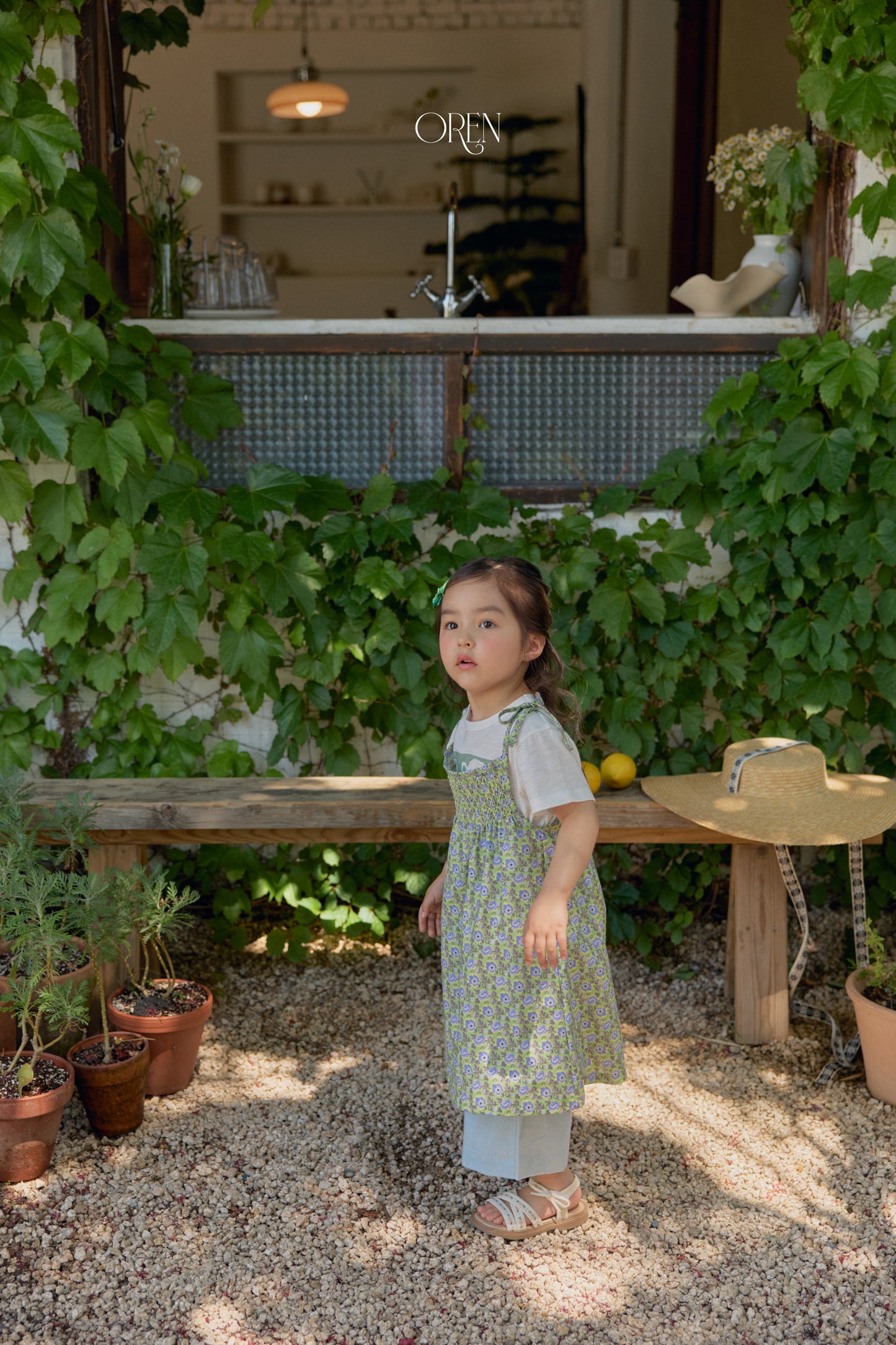 韓國童裝 26夏| OR75 Rosera Smock Strap Dress 羅塞拉抓皺細肩帶洋裝 (90-120)
