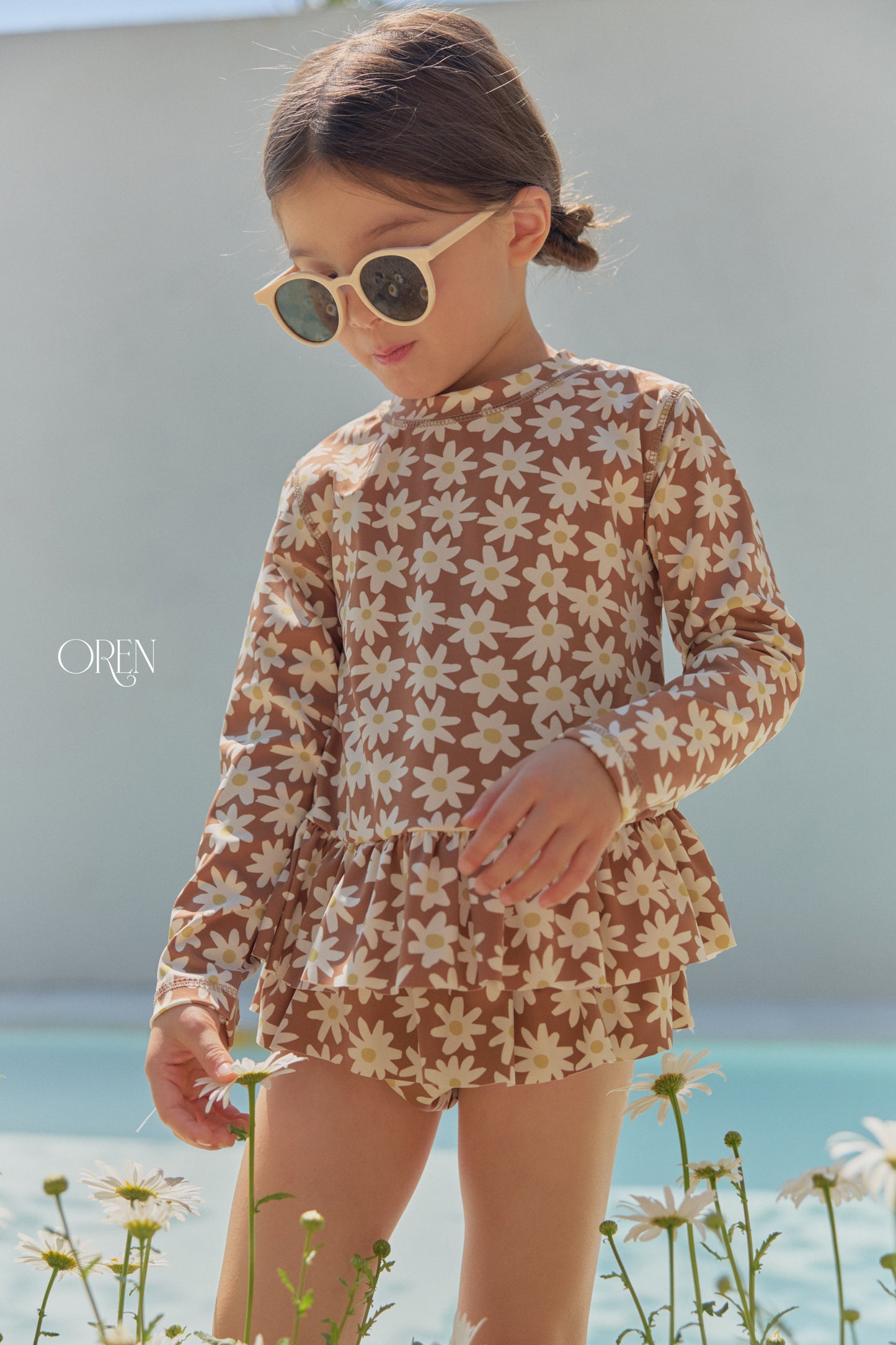 韓國童裝 26夏| OR86 Solea Fleur Rashguard 索雷亞花朵防曬泳裝 (90-110)