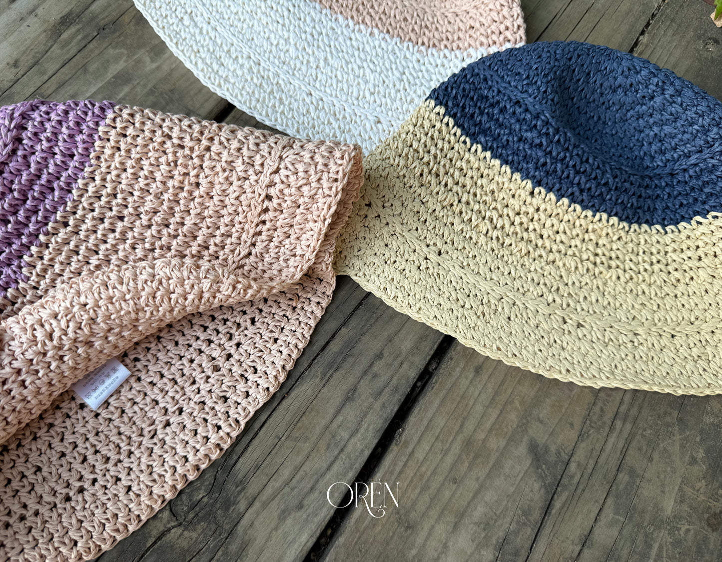 韓國童裝 26夏| OR96 Casa Two-tone Paper Bucket Hat 卡薩雙色紙編漁夫帽 (One Size)