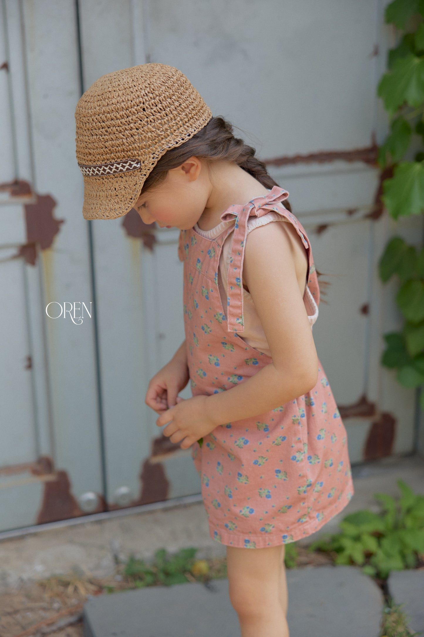 韓國童裝 26夏| OR68 Camellia Jumper Overall 山茶花吊帶褲 (90-120)
