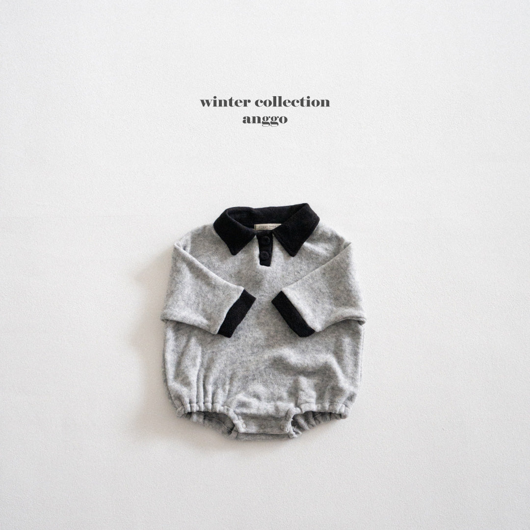 \限時預購/ 韓國童裝  AG25210 Choco Chip Collar Romper