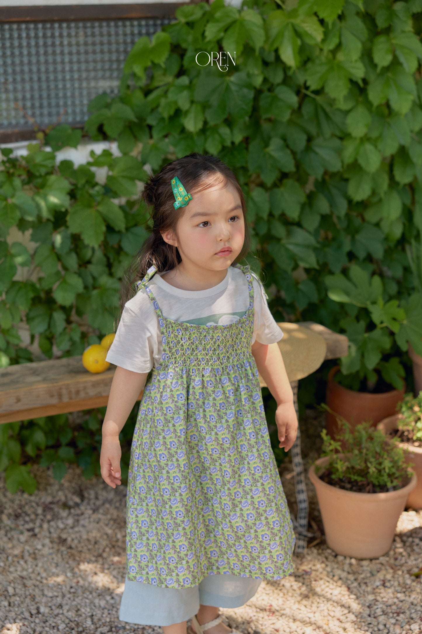 韓國童裝 26夏| OR75 Rosera Smock Strap Dress 羅塞拉抓皺細肩帶洋裝 (90-120)
